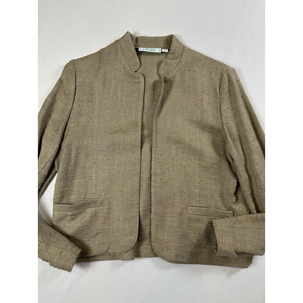 60s 70s Prestige of Boston Natural Fiber Skirt Beige Tweed Career Blazer Suit‎ - Picture 3 of 10